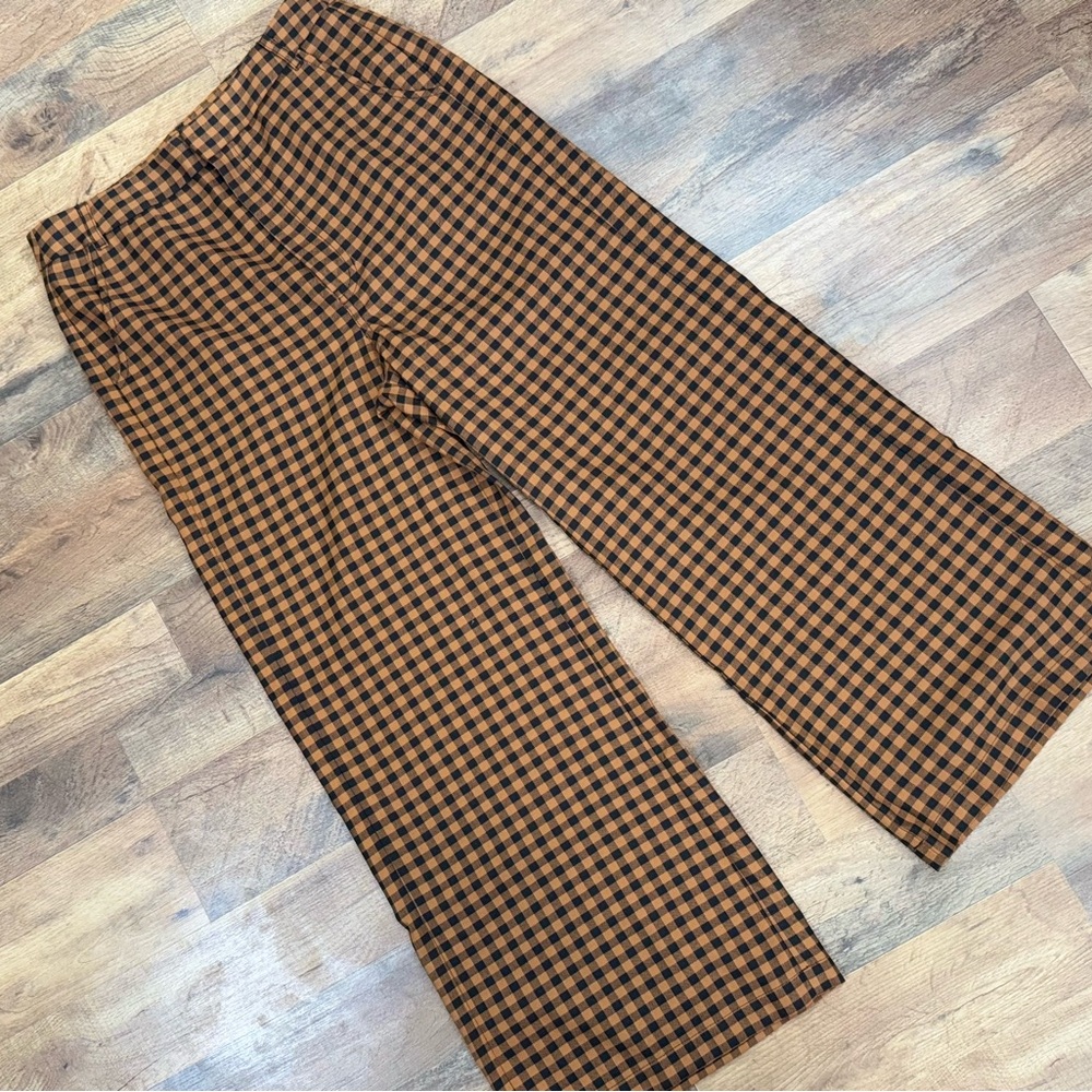 Free People Mott street  Brown Checkered Wide Leg Pants - Picture 2 of 4